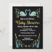 Golden waterverf Swans Baby shower Uitnodiging (Voorkant)