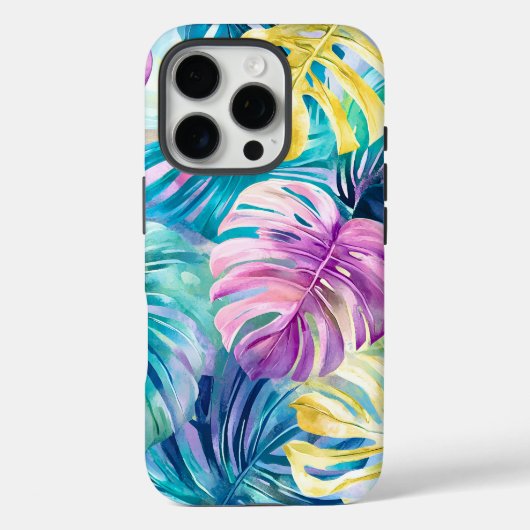Golden Waterverf Tropical Leaves Paradise Case-Mate iPhone Case (Achterkant)