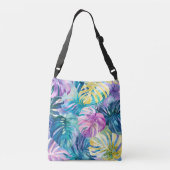 Golden Waterverf Tropical Leaves Paradise Crossbody Tas (Achterkant)