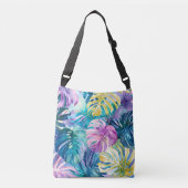 Golden Waterverf Tropical Leaves Paradise Crossbody Tas (Voorkant)