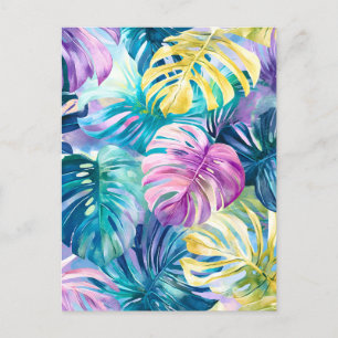 Golden Waterverf Tropical Leaves Paradise Feestdagenkaart