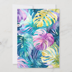 Golden Waterverf Tropical Leaves Paradise Feestdagenkaart