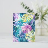 Golden Waterverf Tropical Leaves Paradise Feestdagenkaart (Staand voorkant)