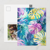 Golden Waterverf Tropical Leaves Paradise Feestdagenkaart (Voorkant / Achterkant)