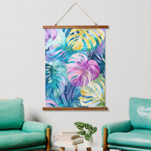 Golden Waterverf Tropical Leaves Paradise Hangend Wandkleed