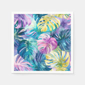 Golden Waterverf Tropical Leaves Paradise Servet (Voorkant)