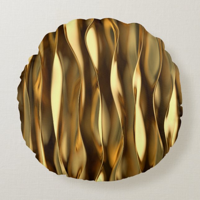 Golden Wave 3D render. Rond Kussen (Voorkant)