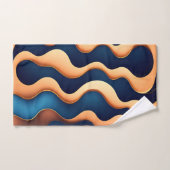 Golden Wave Blauwe Waterverf Abstract Patroon Bad Handdoek (Handdoek)