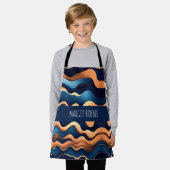 Golden Wave Blauwe Waterverf Abstract Patroon Schort (Gedragen)