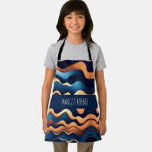 Golden Wave Blauwe Waterverf Abstract Patroon Schort (Insitu)