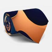 Golden Wave Blauwe Waterverf Abstract Patroon Stropdas (Opgerold)