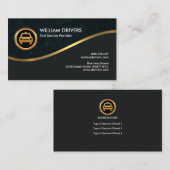 Golden Wave Curve Elegant Cyan Grunge Taxi Visitekaartje (Voorkant / Achterkant)