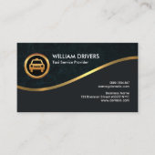 Golden Wave Curve Elegant Cyan Grunge Taxi Visitekaartje (Voorkant)