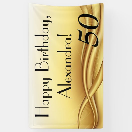 Golden Wave Custom 50e verjaardagsfeestje Spandoek (Verticaal)