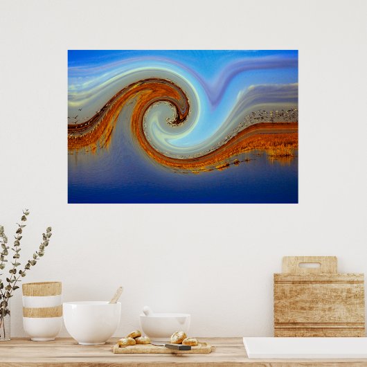 Golden Wave of Ducks and Other Waterfowl Poster (Keuken)