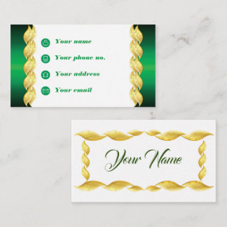 Golden Wave on Metallic Green Design Visitekaartje