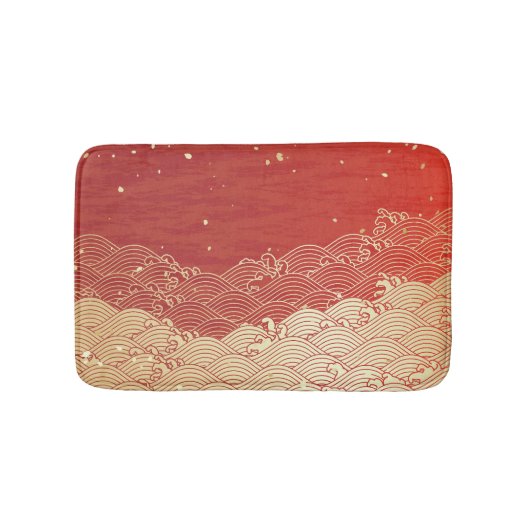 Golden Wave Paper Texture Pattern Badmat (Voorkant)