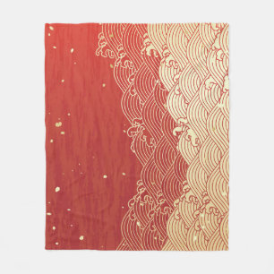 Golden Wave Paper Texture Pattern Fleece Deken