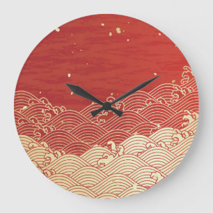Golden Wave Paper Texture Pattern Grote Klok