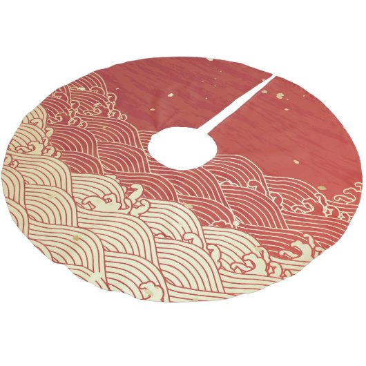 Golden Wave Paper Texture Pattern Kerstboom Rok (Gekanteld)