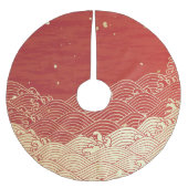 Golden Wave Paper Texture Pattern Kerstboom Rok (Voorkant)