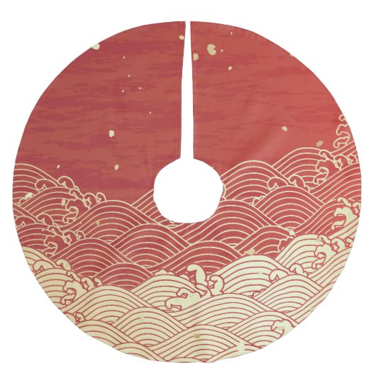 Golden Wave Paper Texture Pattern Kerstboom Rok (Voorkant)
