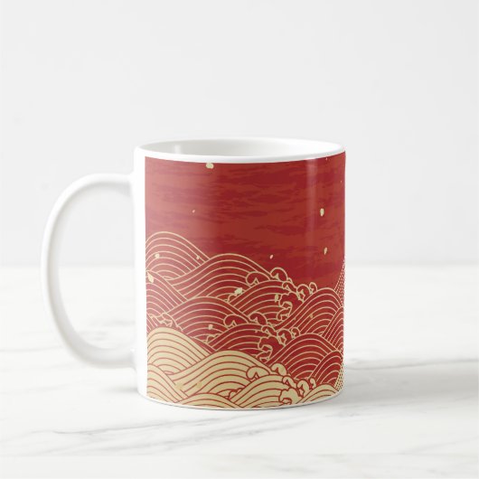 Golden Wave Paper Texture Pattern Koffiemok (Links)