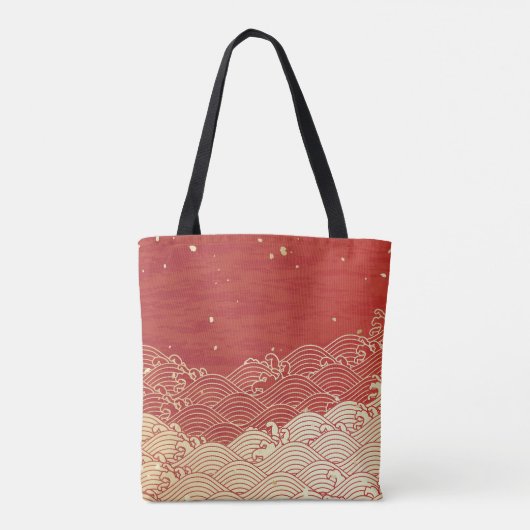 Golden Wave Paper Texture Pattern Tote Bag (Achterkant)
