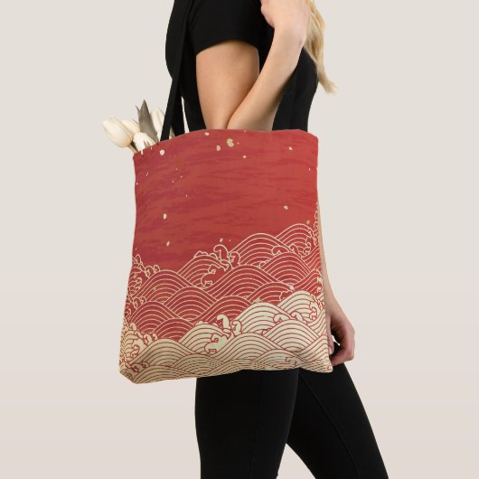 Golden Wave Paper Texture Pattern Tote Bag (Dichtbij)