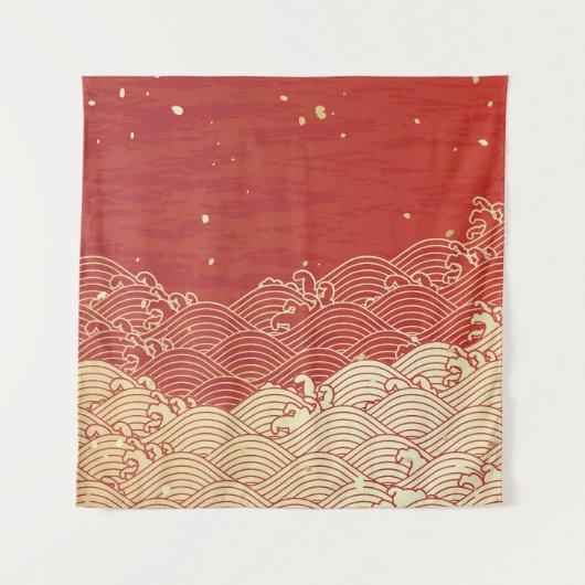 Golden Wave Paper Texture Pattern Wandkleed (Voorkant)