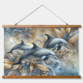 Golden Waves Dolphins Hangend Wandkleed (Voorkant 2)
