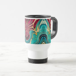Golden Waves Fluid Art Koffie Mok