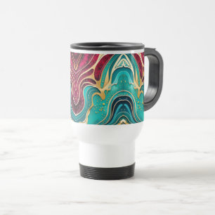 Golden Waves Fluid Art Koffie Mok