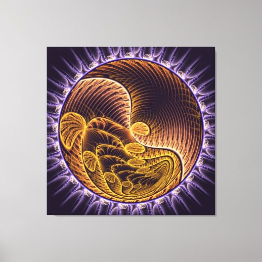 Golden Waves modern art Canvas Afdruk (Voorkant)