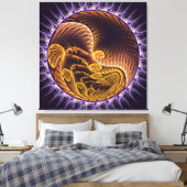 Golden Waves modern art Canvas Afdruk (Insitu (Slaapkamer))