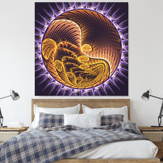 Golden Waves modern art Canvas Afdruk (Insitu (Slaapkamer))