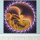 Golden Waves modern art Canvas Afdruk (Insitu (Houten vloer))