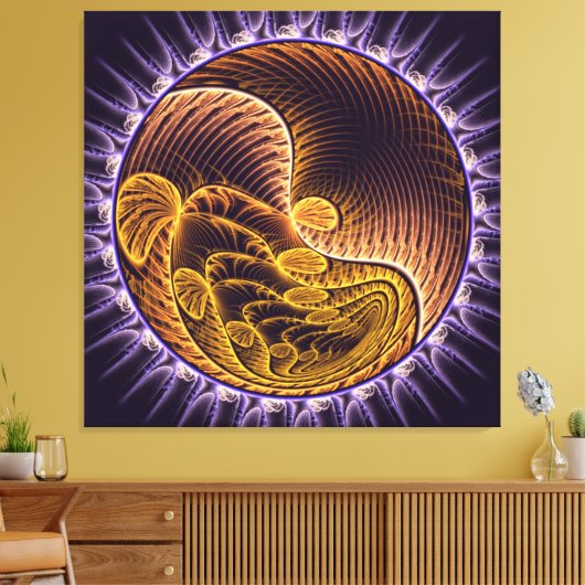 Golden Waves modern art Canvas Afdruk (Insitu (Woonkamer))