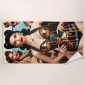 Golden Waves & Satin Dreams – Luxe Strandlaken (Voorkant)