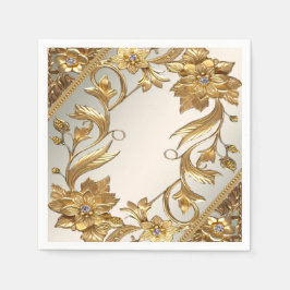 Golden Wavy bladeren Bloemen Servet