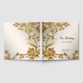 Golden Wavy Leaves Floral Gastenboek (Volledig)