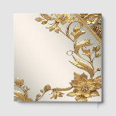 Golden Wavy Leaves Floral Gastenboek (Achterkant)