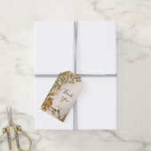 Golden Wavy Leaves Floral Gift Label Cadeaulabel (Met Touw)