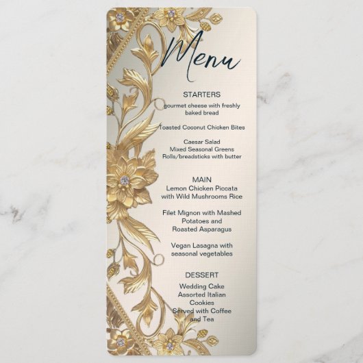 Golden Wavy Leaves Floral Menu