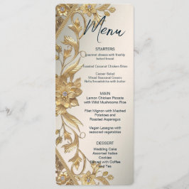 Golden Wavy Leaves Floral Menu