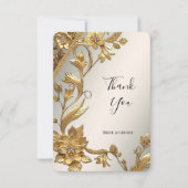 Golden Wavy Leaves Floral Thank You Card Bedankkaart (Voorkant)