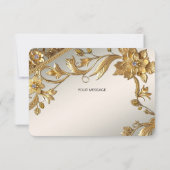 Golden Wavy Leaves Floral Thank You Card Bedankkaart (Achterkant)
