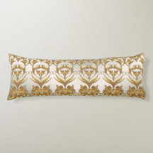 Golden Wavy verlaat Bloemen Body Pillow