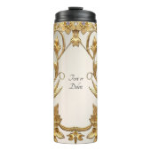 Golden Wavy verlaat Bloemen Thermische Tumbler Thermosbeker (Voorkant)