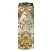 Golden Wavy verlaat Bloemen Thermische Tumbler Thermosbeker (Achterkant)